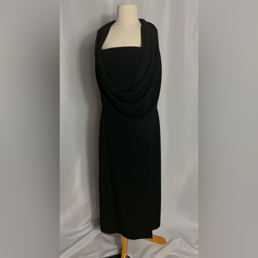 Vintage ARMANI COLLEZIONI Black Strapless Dress With Cape Size 4